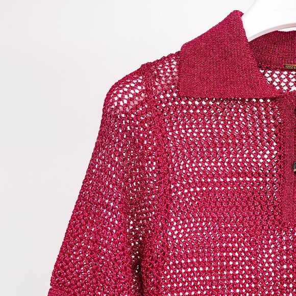 Dodo Bar Or Nma Fuchsia Short-Sleeve Crochet Polo Shirt - Picture 5 of 10